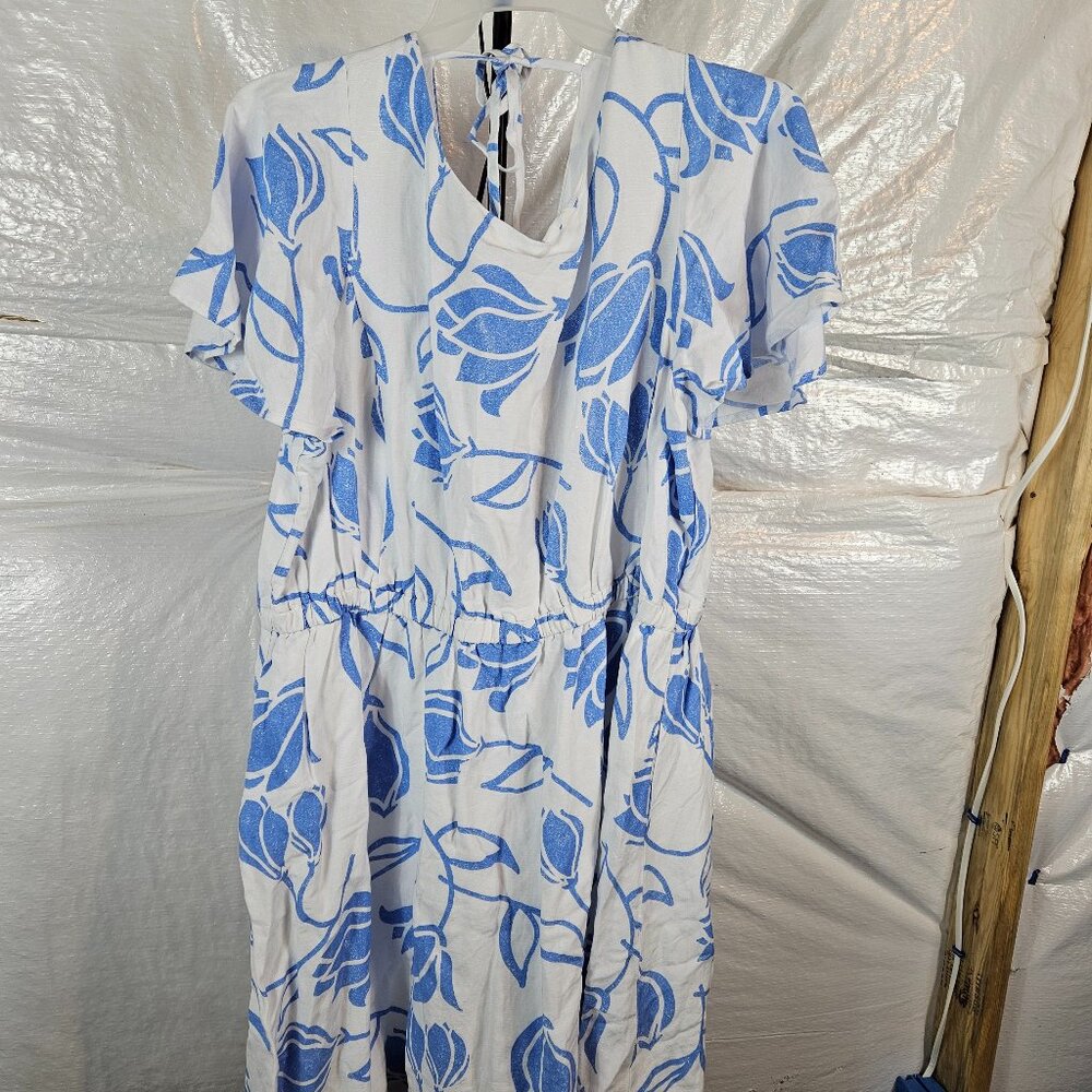 Lane Bryant Blue and White Patterned Dress
